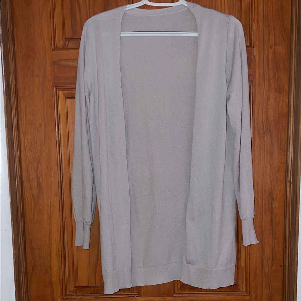 SHEIN Light Taupe Open Front Knit Cardigan